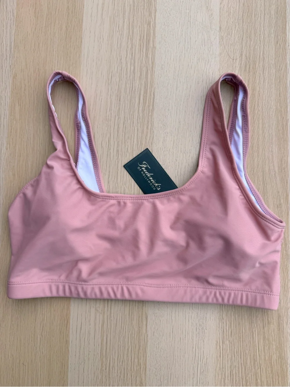 Frederick’s of Hollywood Vedra Bikini Top Ballerina Blush Pink Tank Shoulder XL